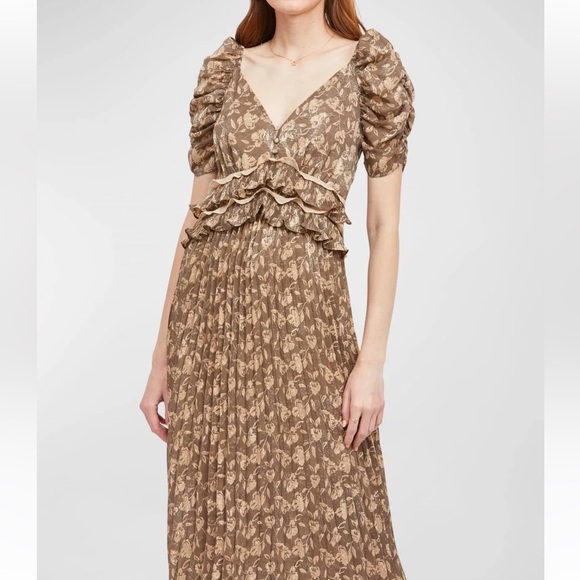 En Saison Daphne Midi Dress Mushroom size Small - Picture 3 of 6